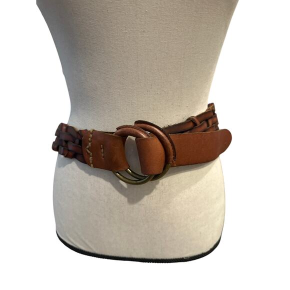 Womens Abercrombie & Fitch Genuine Leather Brown Woven Belt. Size M/L - Picture 1 of 4